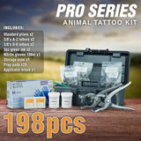 BOCCS PRO Tattoo Kit with 198pcs Digits, Letters, Nitrile Gloves, Storage Case, Pliers, Ink and More. For Identification of Sheep, Pigs, Goats, Rabbits and other Livestock (STANDARD, Green)